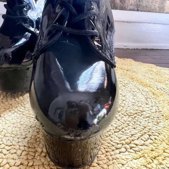 Pleaser Black Patent High-Heeled Boots - Picture 5 of 8